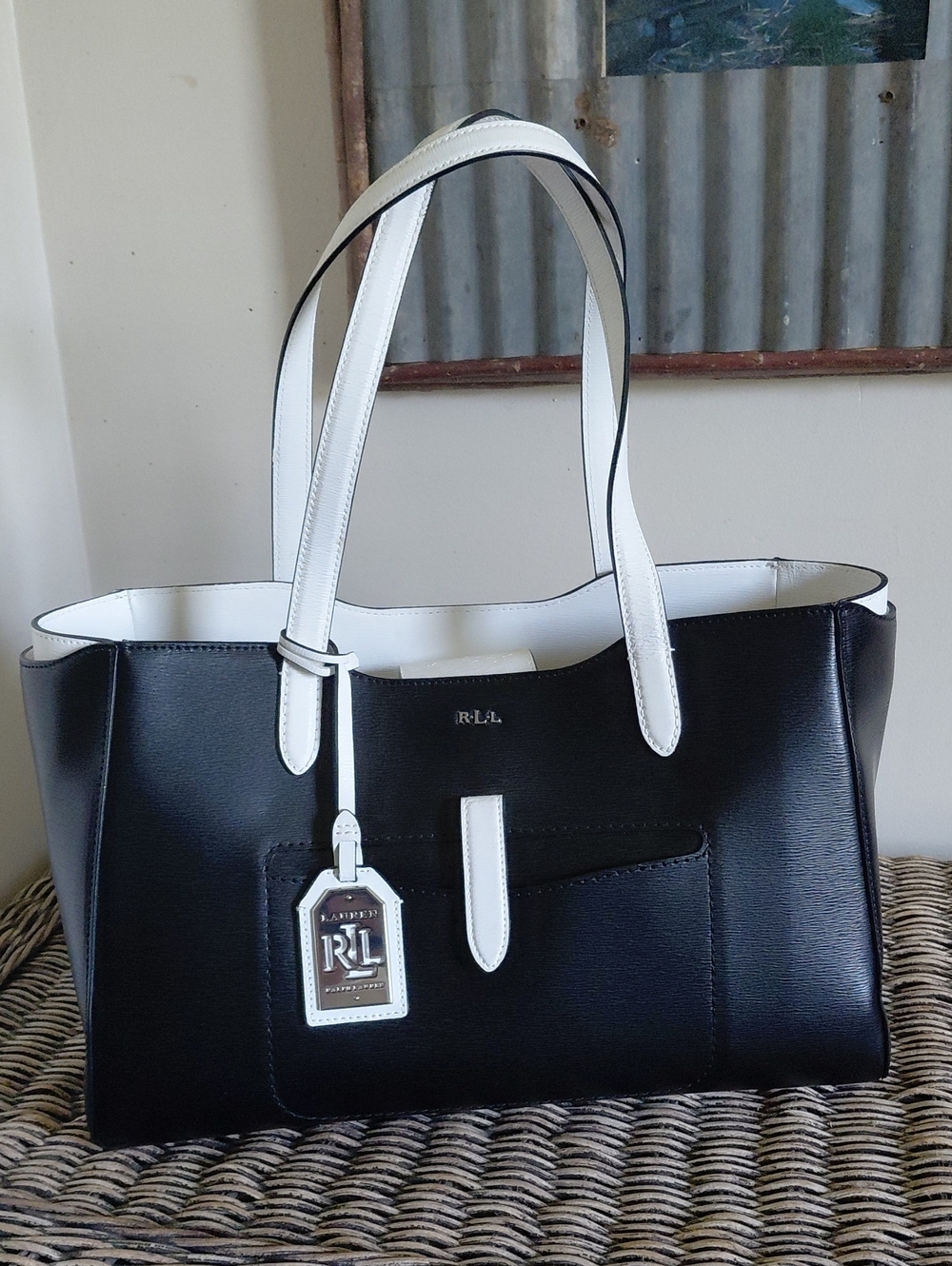 Lauren Ralph Lauren Colorblock Tote With Matching Pouch
